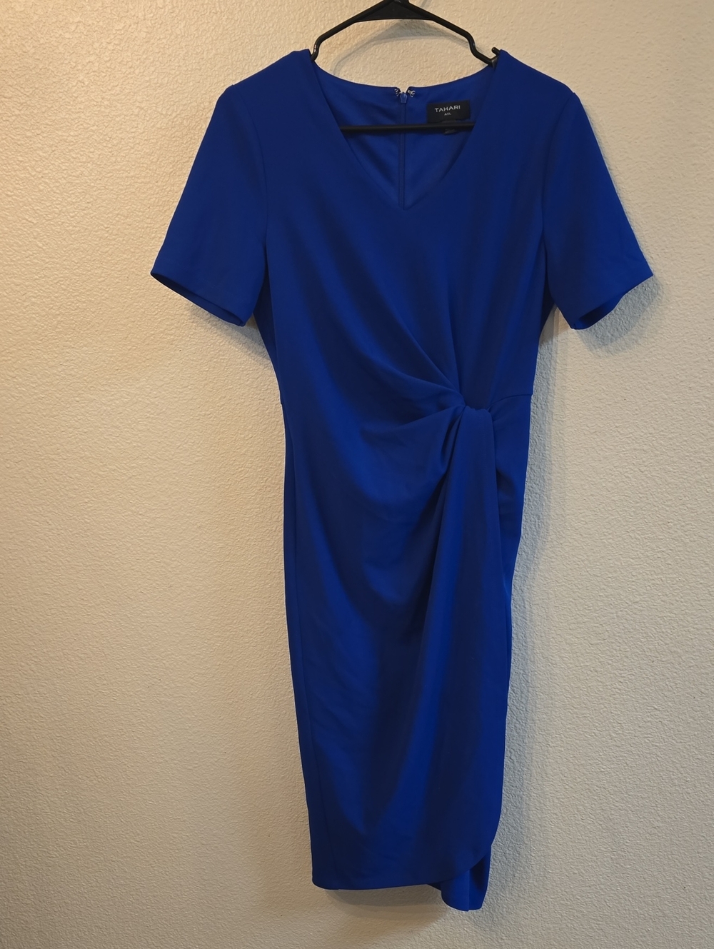 Tahari ASL Cobalt Knot-Detail Midi Dress